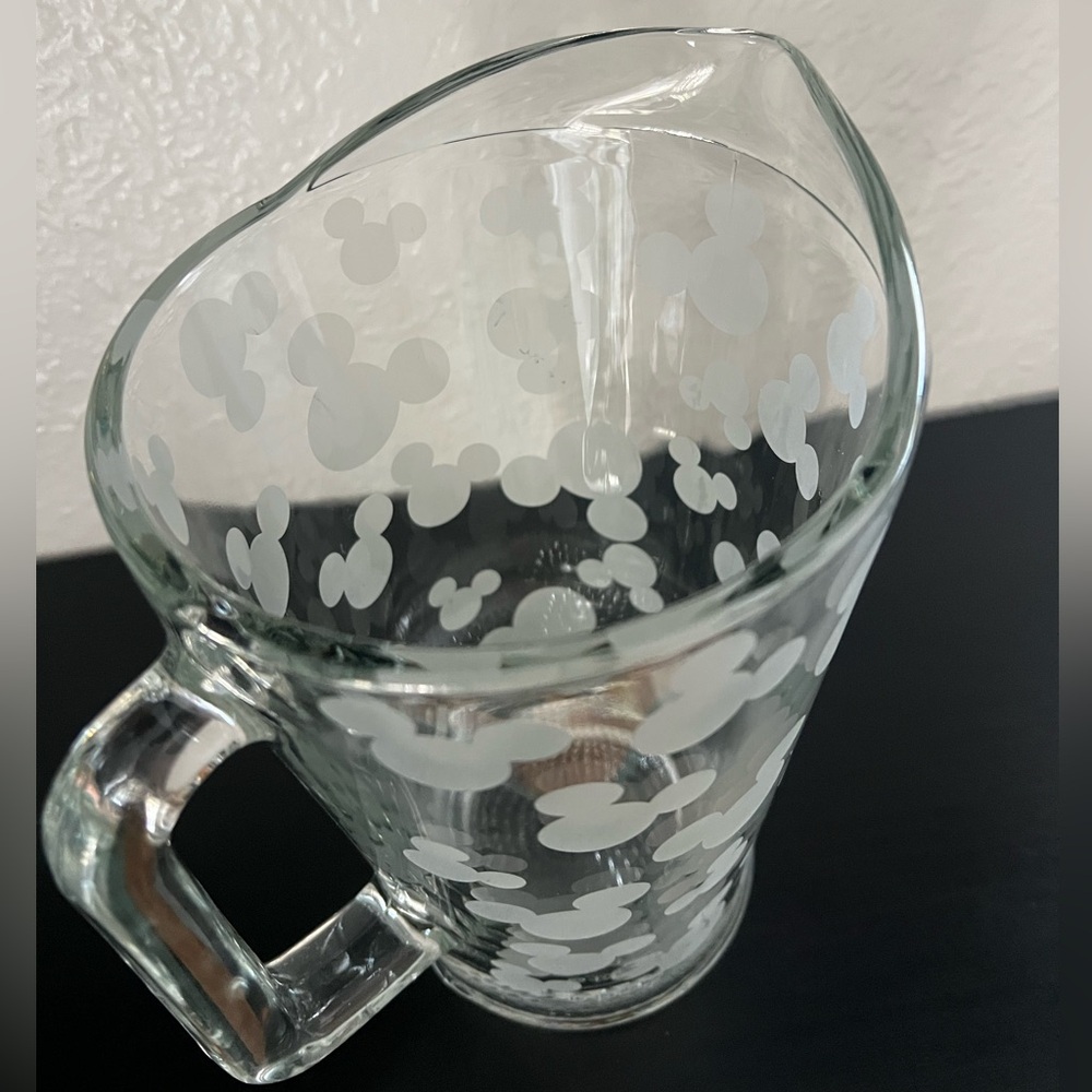 Vintage Disney Mickey Mouse Ears Frosted Glass Pitcher - Made in USA - Picture 6 of 7